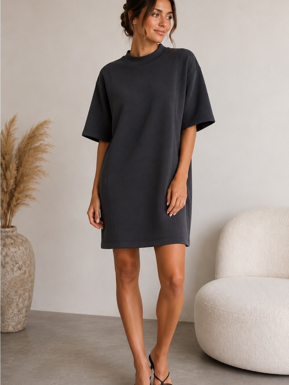Zara textured black weave dress 2298/626 SMALL NWOT